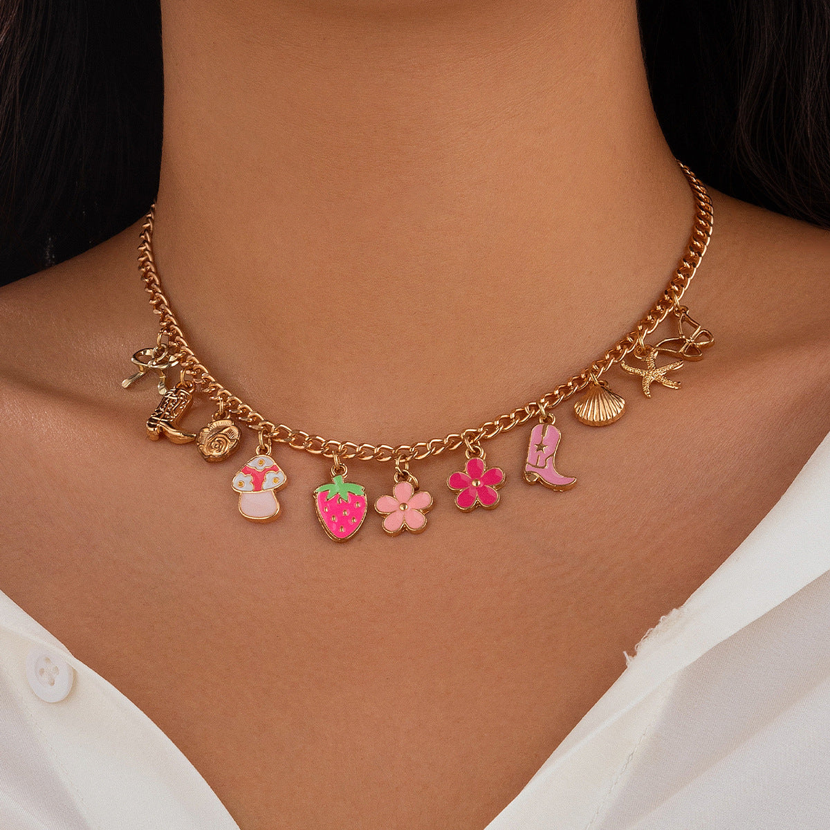 Wholesale Bohemian Heavy Chain Stacking Ocean Style Mermaid Shell Necklace